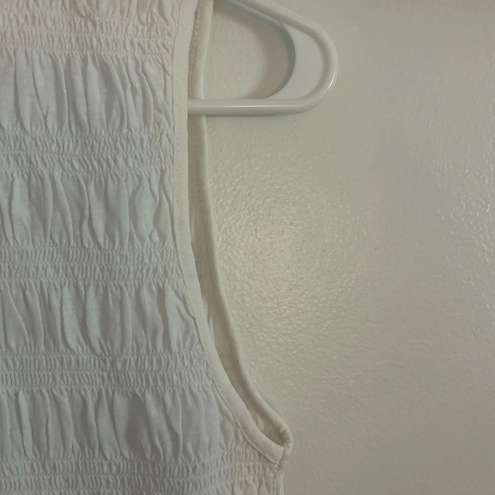 Madewell Women's Smocked Boatneck Cotton Linen Blend Tank Top L Large White New - Image 4