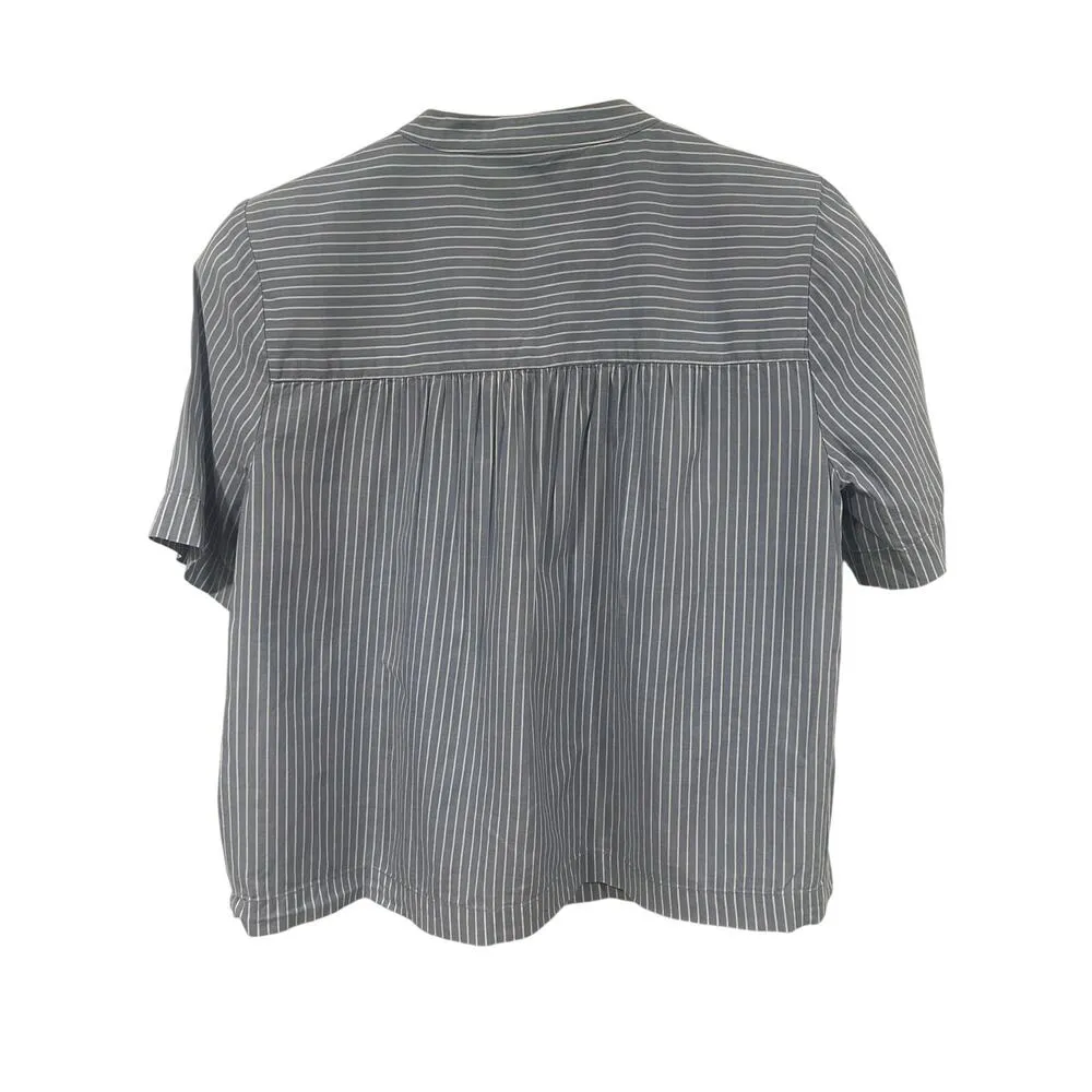 Women’s Madewell Short Sleeve  Cotton Smocked Blouse Striped Spring Summer Small - Image 5
