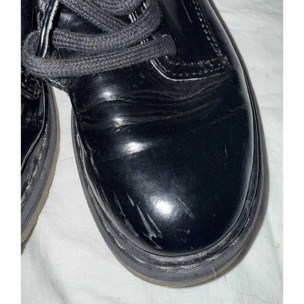 Aeropostale Boots Womens Size 9 Black Faux Patent Leather Combat Goth Grunge - Image 4