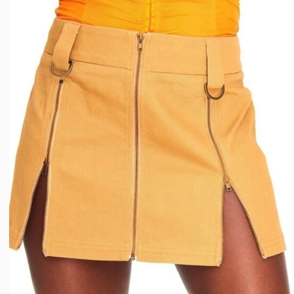 I.AM.GIA exposed zipper tan d ring street style mini micro skirt - Image 3