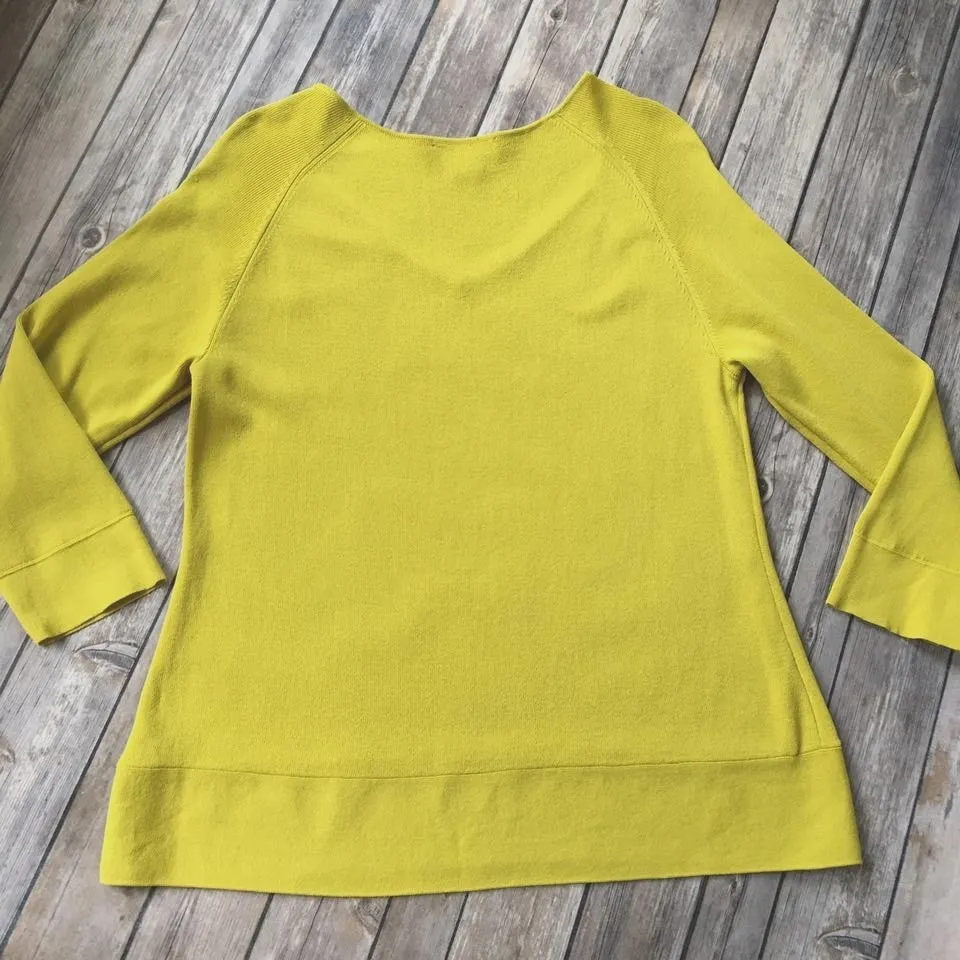 Coldwater Creek Sweater Top Women M 10 12 Yellow 3/4 Length Sleeves Rayon Blend - Image 4