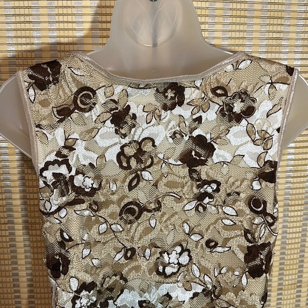 Cato Brown Tan and Cream Lace Trim and Overlay Bustier Layered Tank Top Small - Image 11