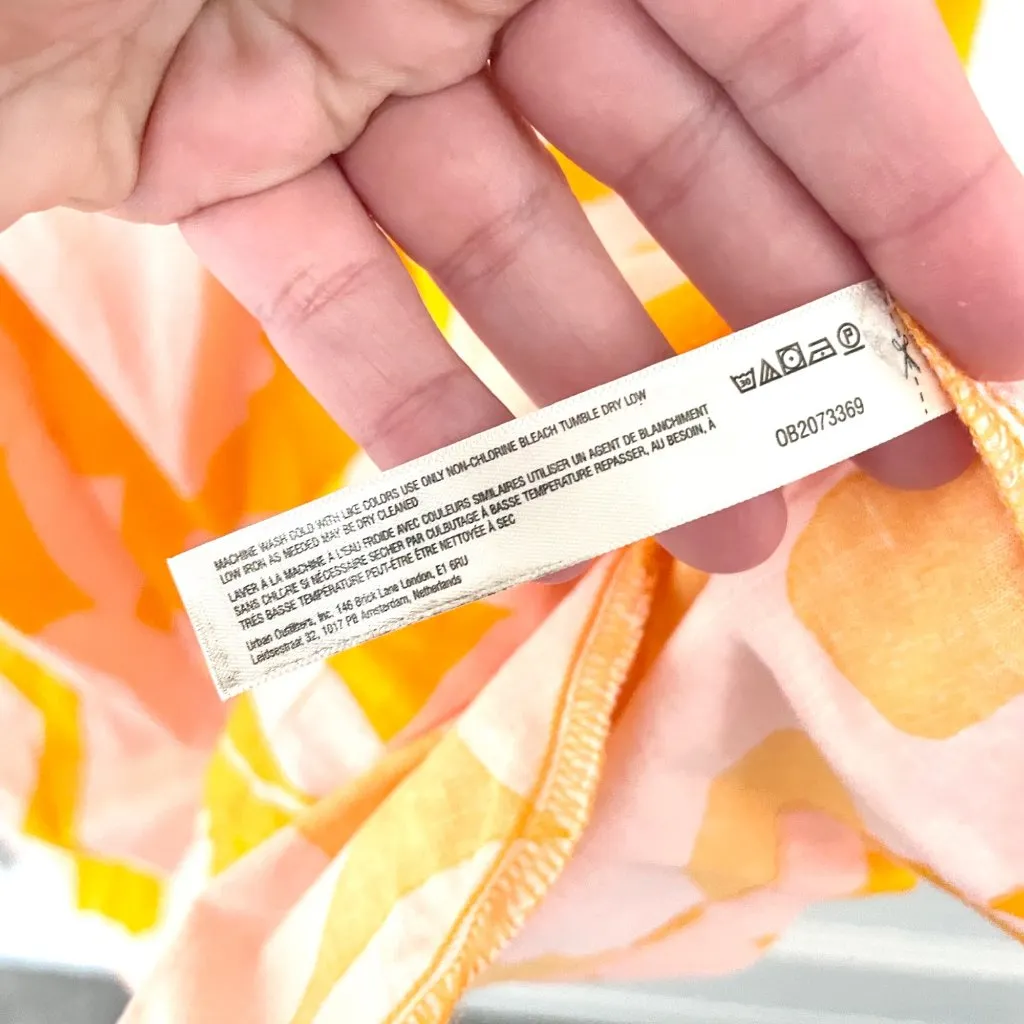 Free People Mila Printed Mini Dress in Tangerine Combo Orange & Pink Size L - Image 7