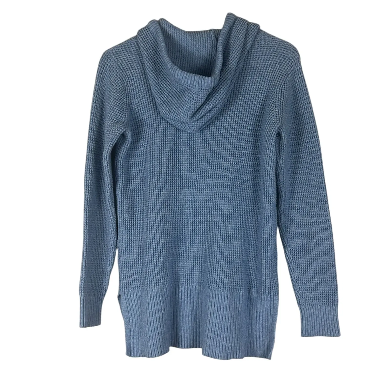 Sonoma Waffle Knit Sweater Hoodie Size M Blue Pullover Cotton Casual Minimalist - Image 3