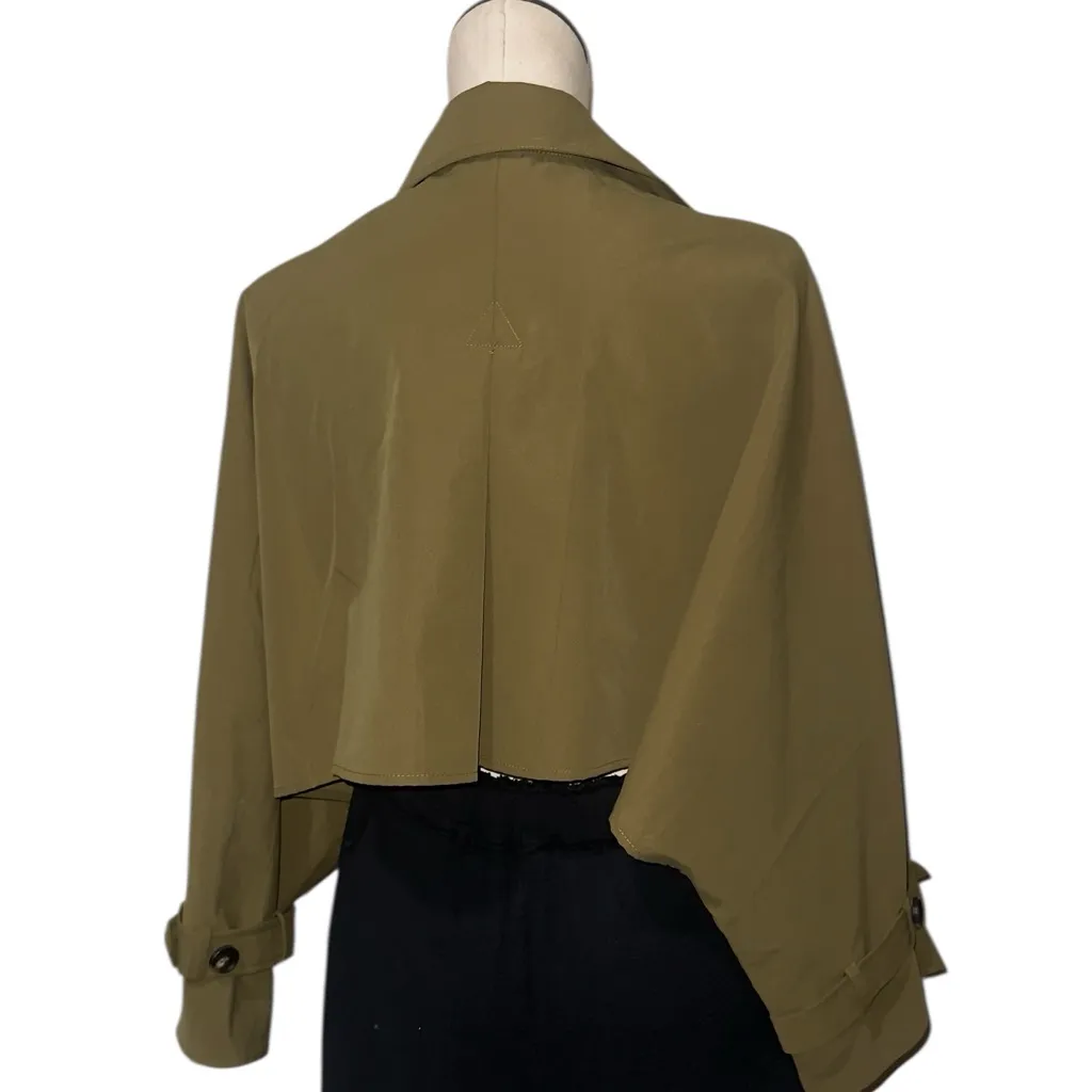 NWOT House of Harlow 1960 Olive Green Cropped Trench Jacket Blazer ONE SIZE Size undefined - Image 4