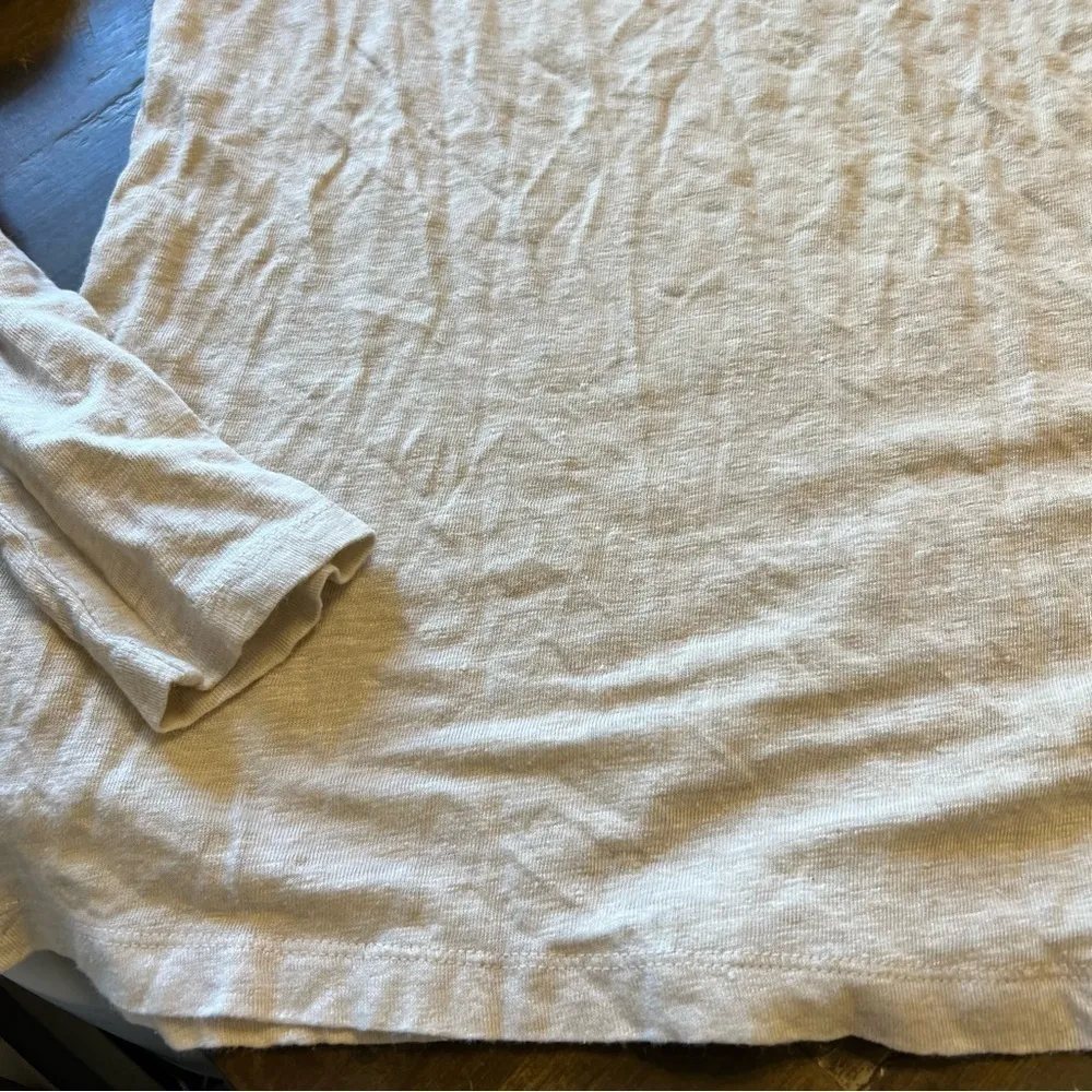 Country Road Linen Blend Long Sleeve Tee T-Shirt Cream XXS Minimalist Capsule - Image 4