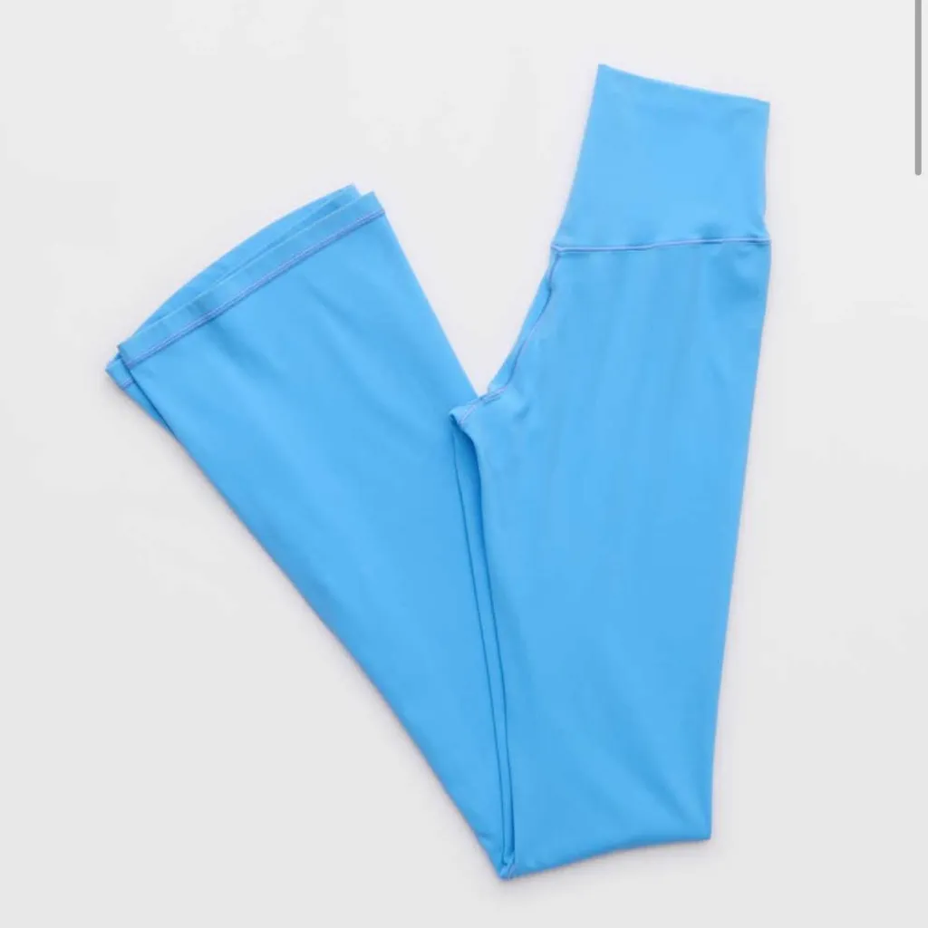 Offline Real Me by Aerie Xtra Flare Hi-Rise Bootcut Leggings in Blue Vinyl - Image 4