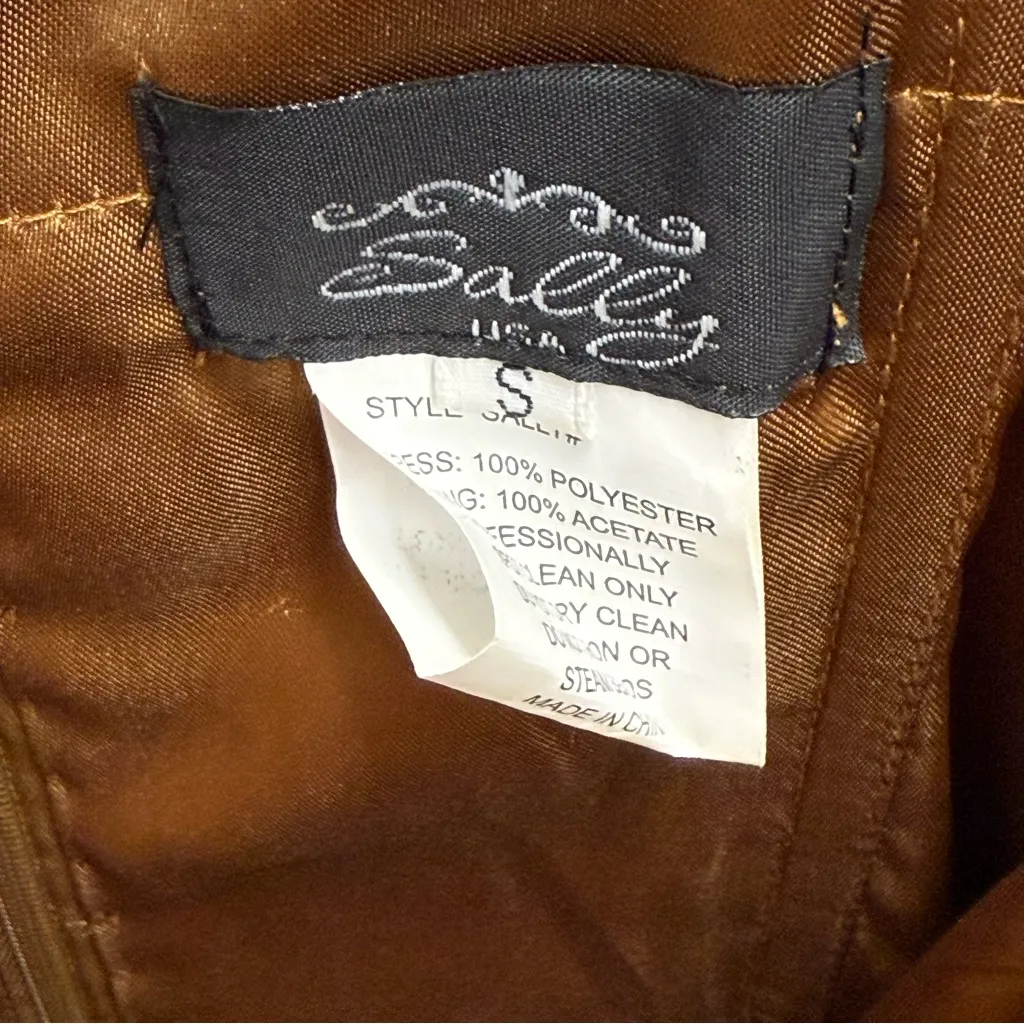 Sally USA Vintage Y2K Copper Satin Rhinestone Brown Strapless Formal Gown - Image 5