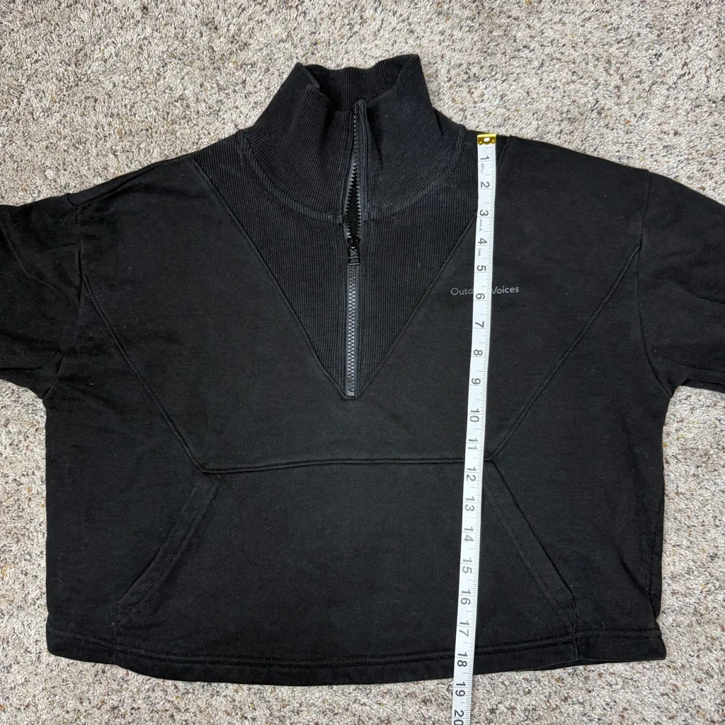 Outdoor Voices Half Zip Cropped Pullover Sweatshirt Black Medium M Activewear - Image 9