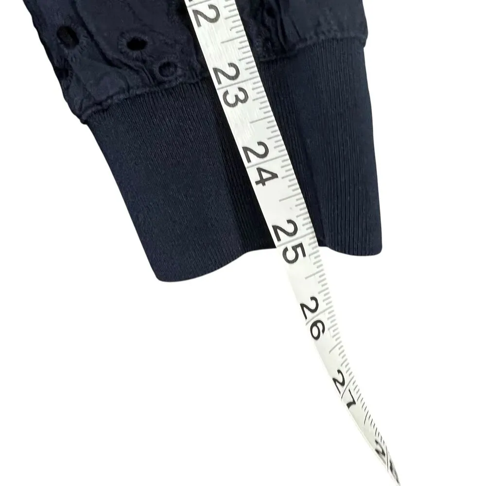 Express Tops Womens XL Navy Blue Cotton Eyelet V Neck Cottagecore Boho Feminine - Image 10