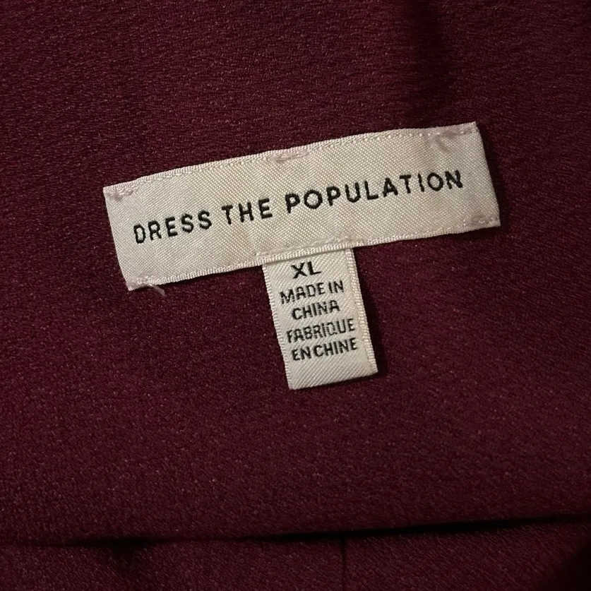 Dress the Population Size XL Tiffany One Shoulder Midi Dress Burgundy Formal - Image 6