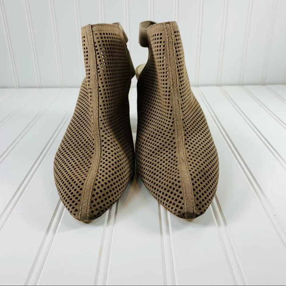 Marc Fisher Tan Suede Perforated Open Bootie Sz 11 - Image 4