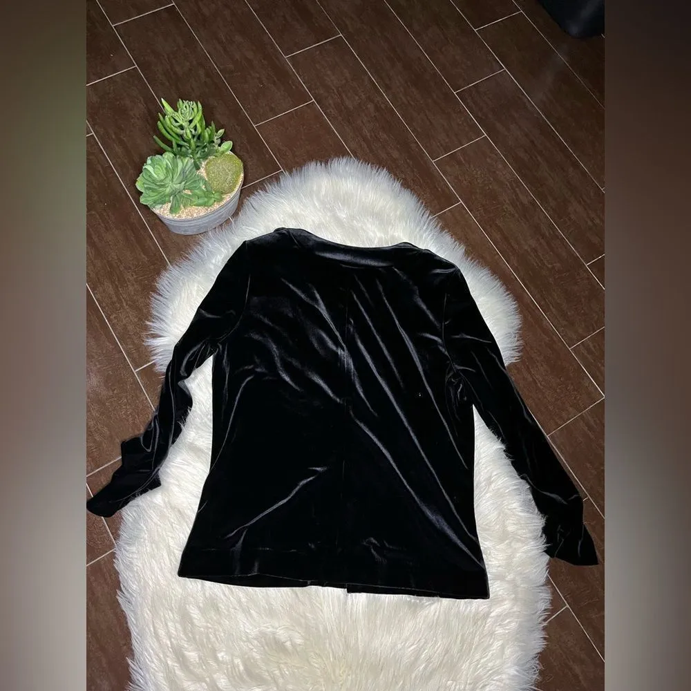 Tesori Black velvet 1 button cardigan sz large Black - Image 3