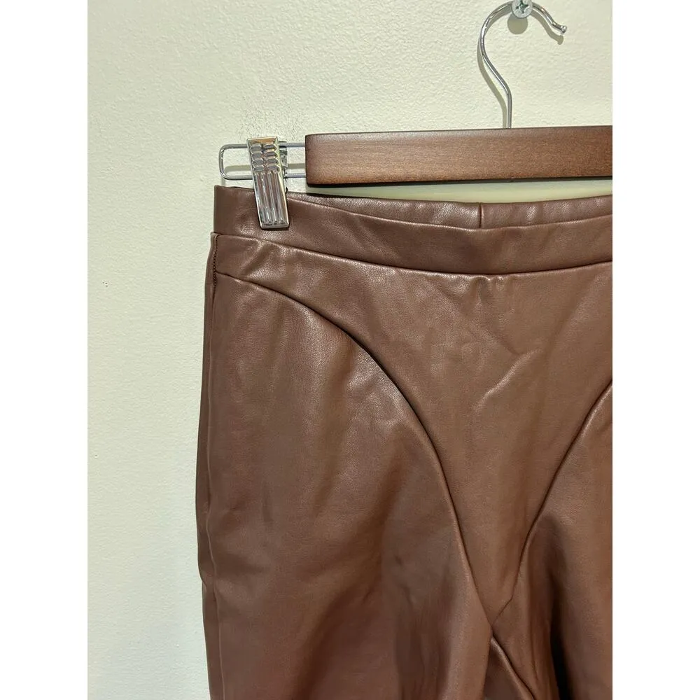 Skims faux leather biker short brown womens size S - Image 2