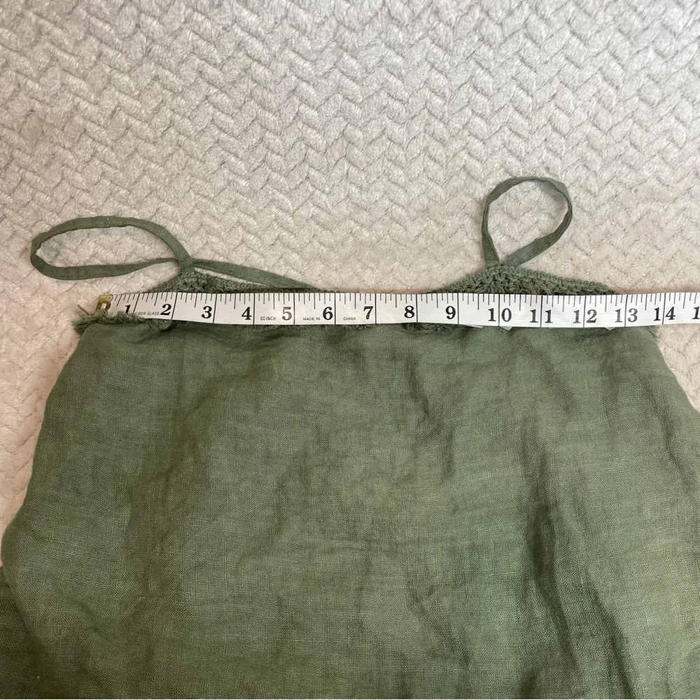 Francesca Bettini Olive Green Camisole Top M 100% Linen Euro Summer Cottagecore Size M - Image 5