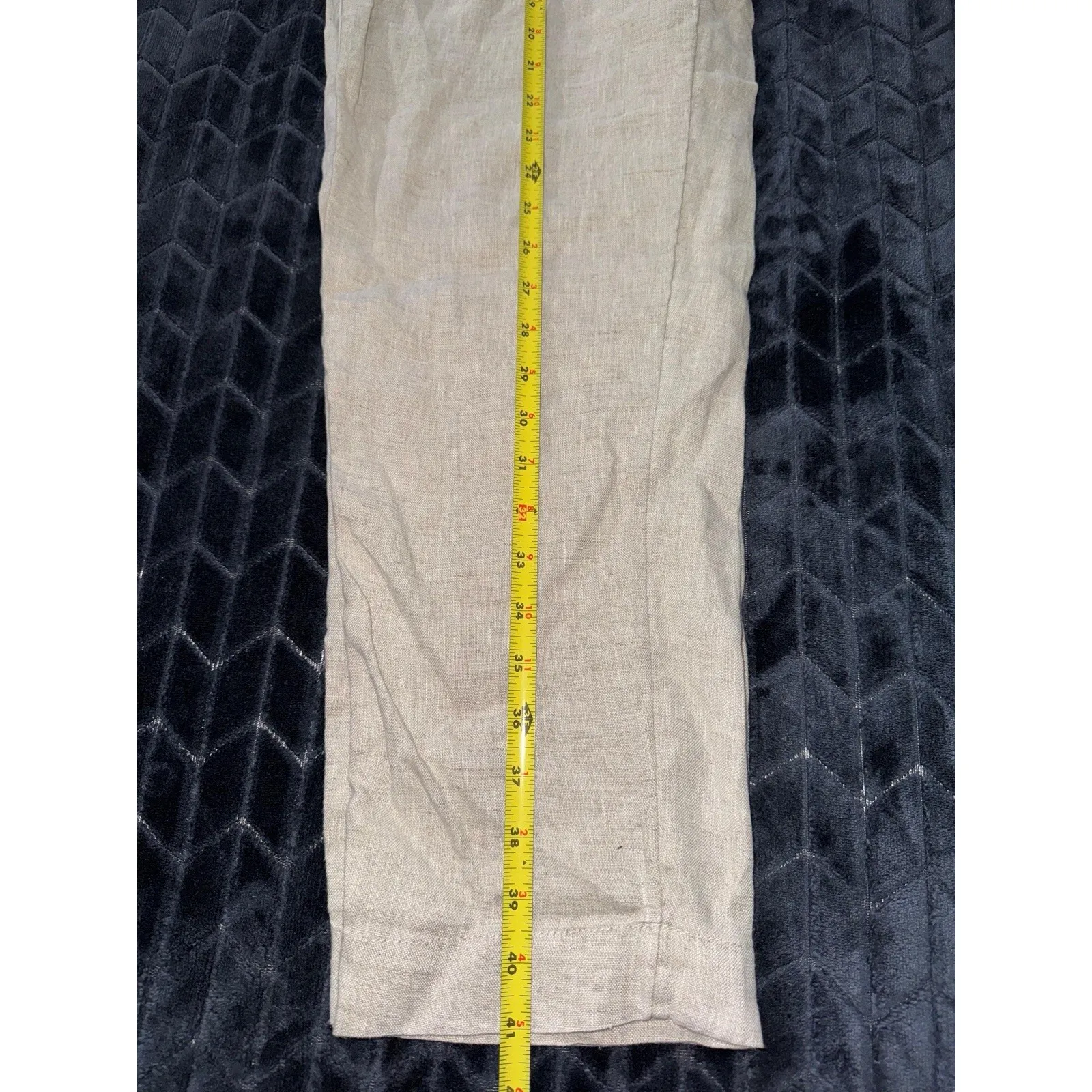 Athleta Women's Voyager Linen Pants Undyed Beige Elastic Adjustable Waist Sz 6 T - Image 13