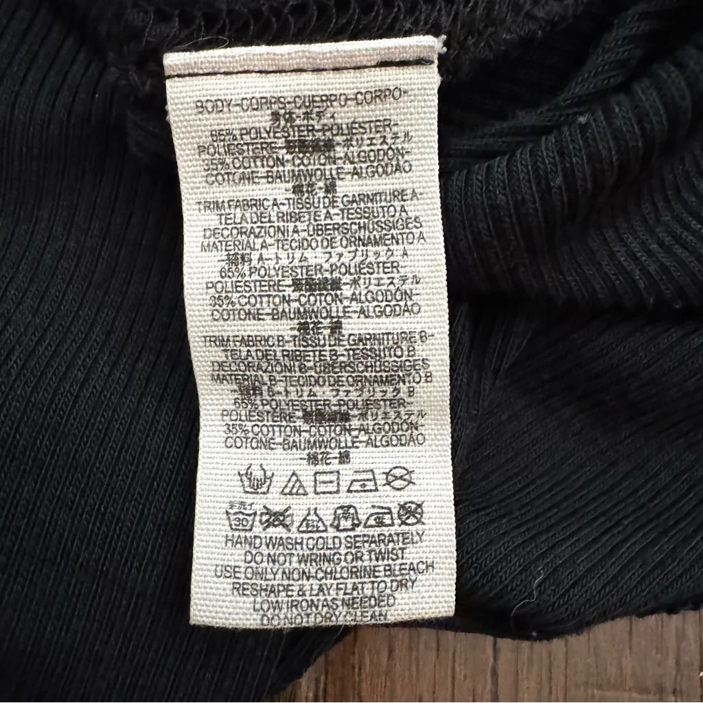 FREE PEOPLE waffle cotton blend V neck, oversized, long sleeve top, size XS - Image 15