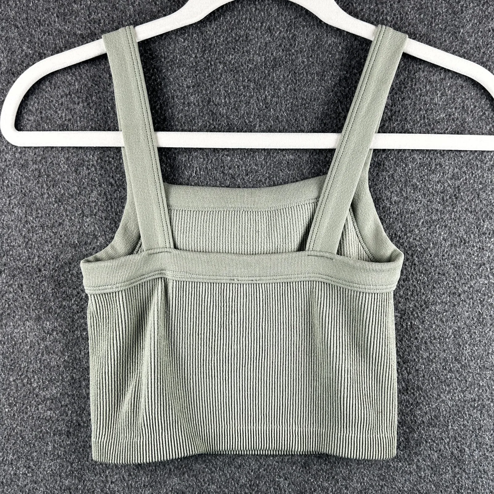 Cotton‎ On Women's Basic Casual Stretch Crop Cropped Tank Ribbed Knit XS Green - Image 4