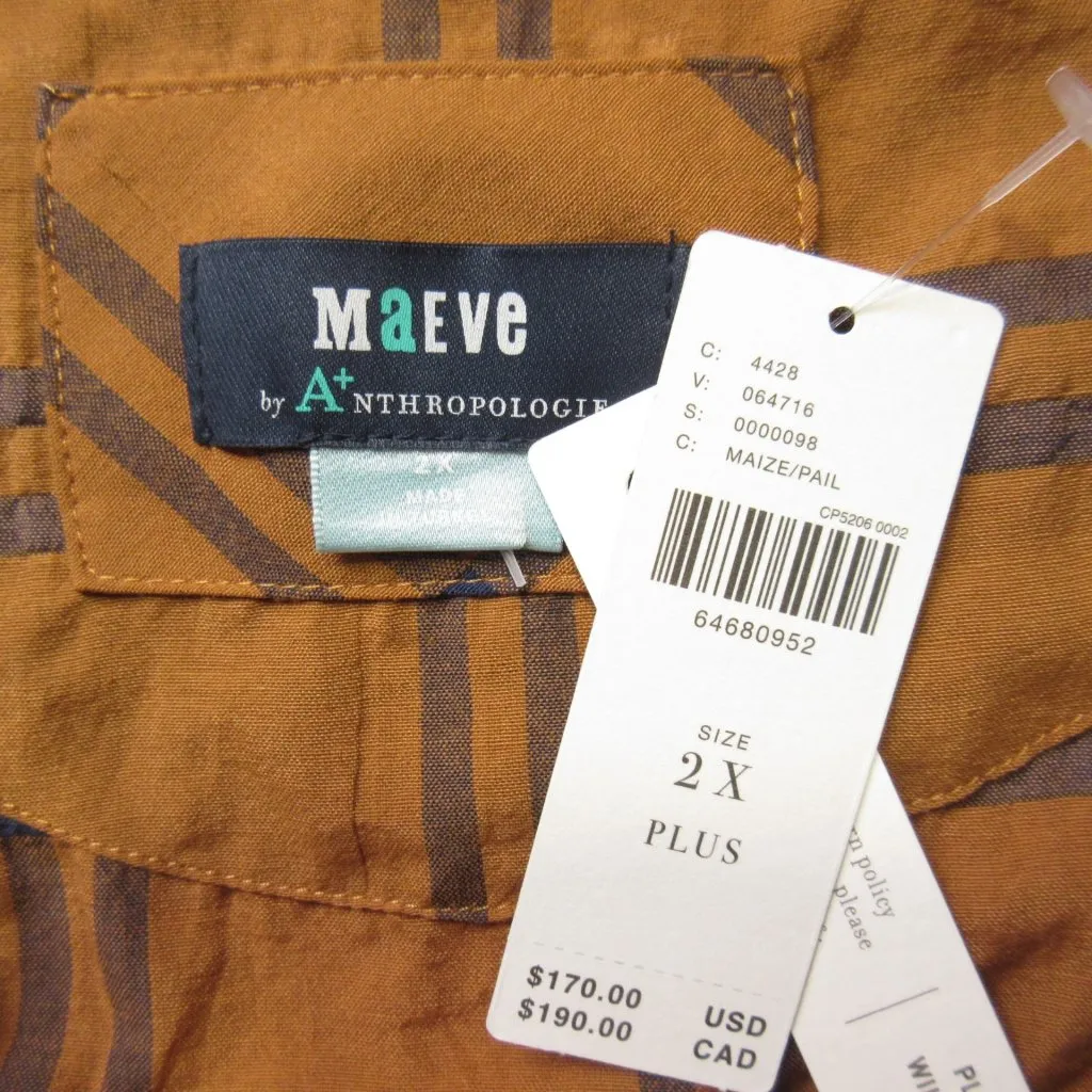 NWT Maeve by Anthropologie Somerset Maxi in Maize Plaid Tiered Cotton Dress 2X - Image 6