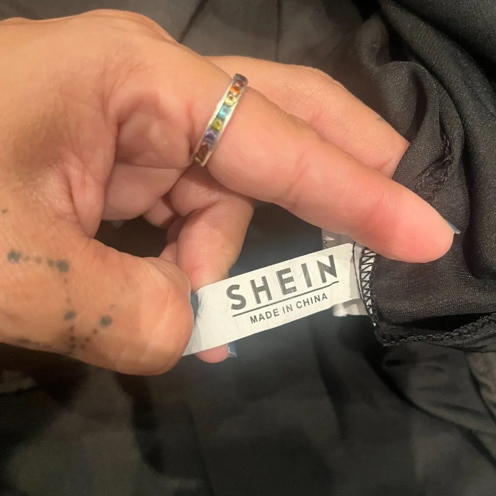 Shein 4XL Plain Solid Black Polyester Long Sleeve Button Down Womens Dress Shirt - Image 4