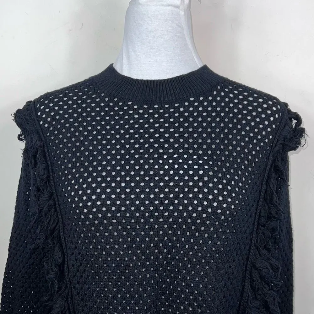 MNG Open Knit Mesh Fringe Embellished Sweater - Image 4