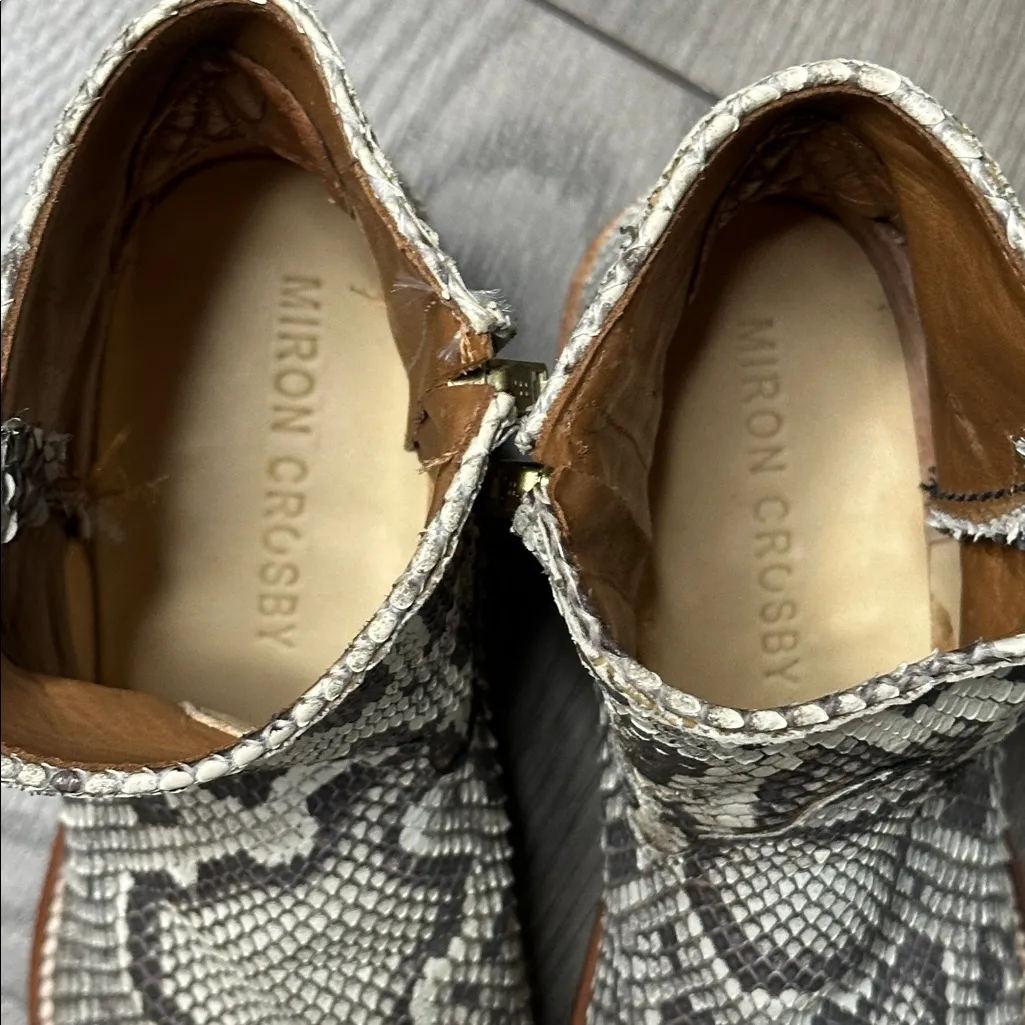 Miron Crosby Python Heeled Western Ankle Boots Size 6 Gray - Image 10