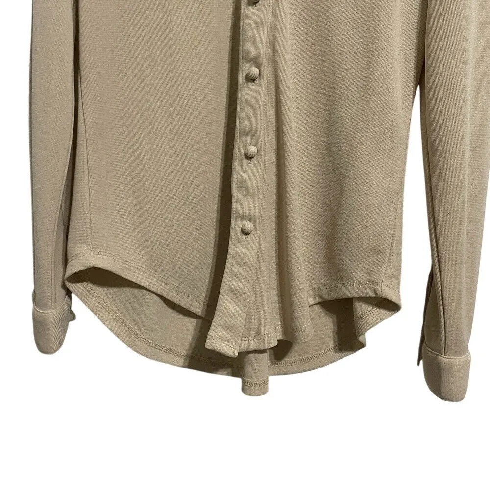 Princess Polly Button Down Long Sleeve Blouse Top‎ Beige XXS - Image 8