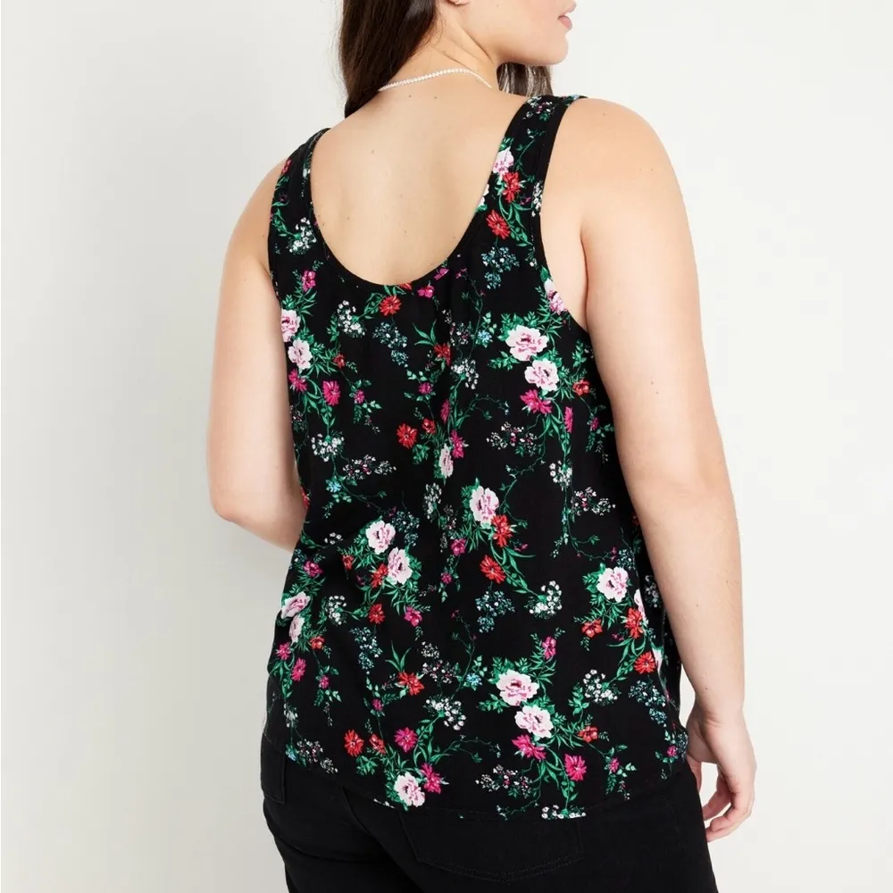 Women’s Floral Crepe Cami Top Sleeveless Blouse Black Floral Size XXL NWT - Image 2