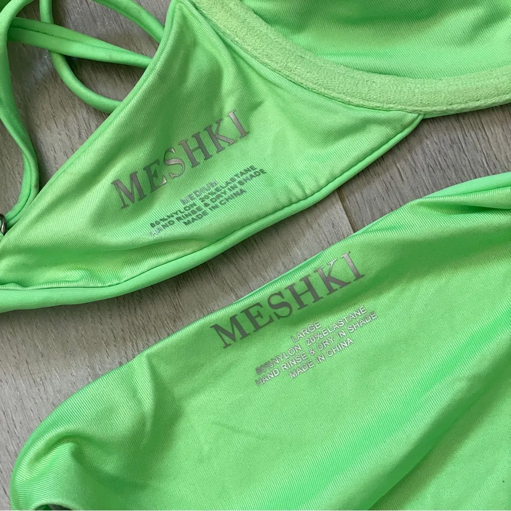 Meshki Neon Bikini underwire cheeky womens Green (medium large) swim resortwear - Image 5