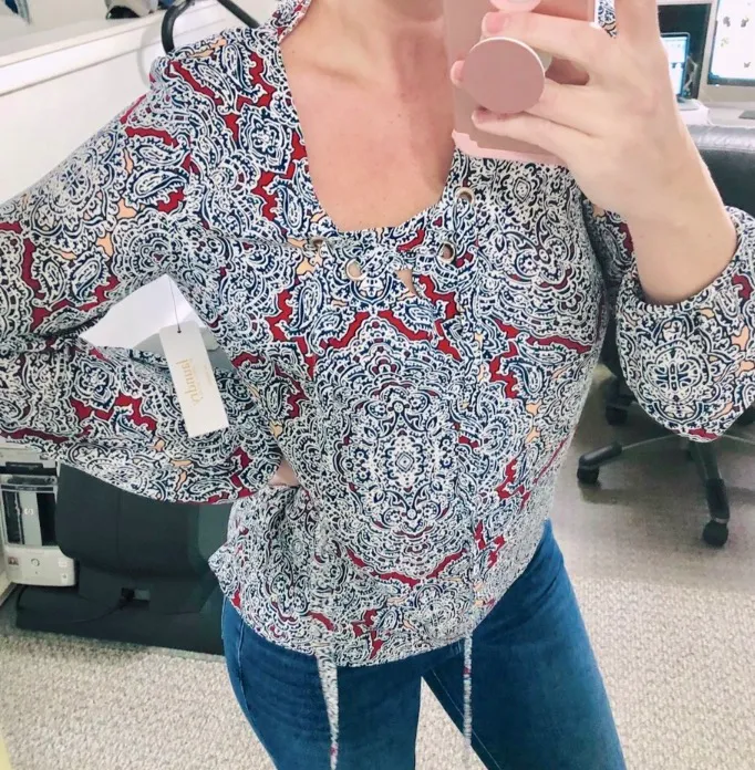 Paisley Tie Front Blouse - Image 2