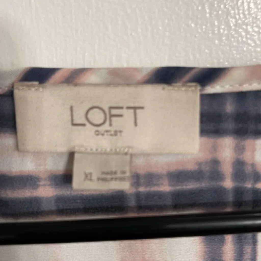 LOFT Black and Cream Plaid Ruffle Blouse - Image 8