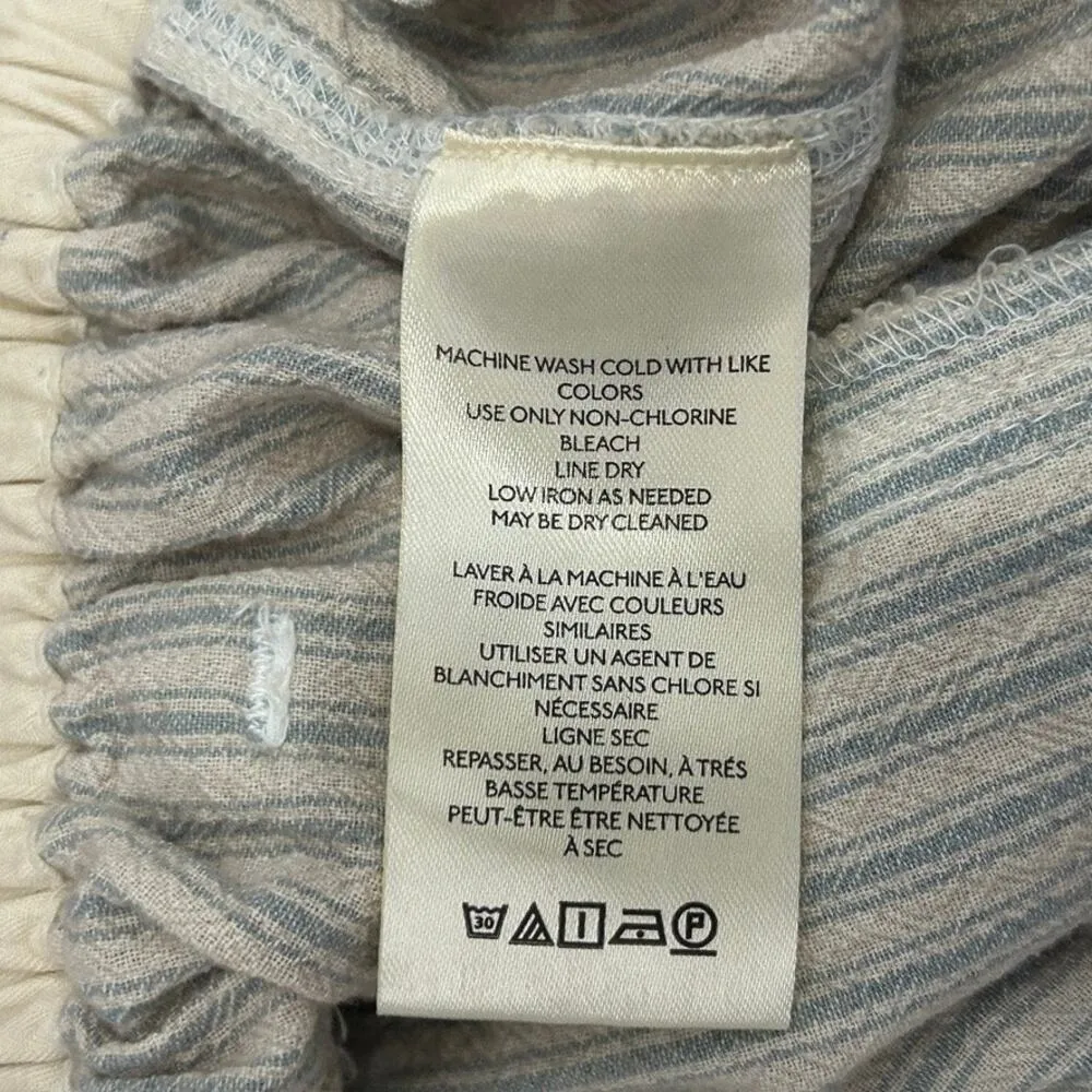 NEW Free People Runyon Oversized Stripe Pant Paperbag Tie Waist Small Blue Harem - Image 8