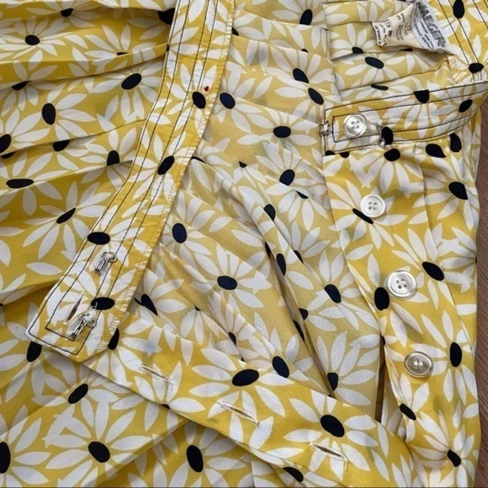 Vintage  London Yellow Floral 2-Piece Blouson Midi Dress - Image 12