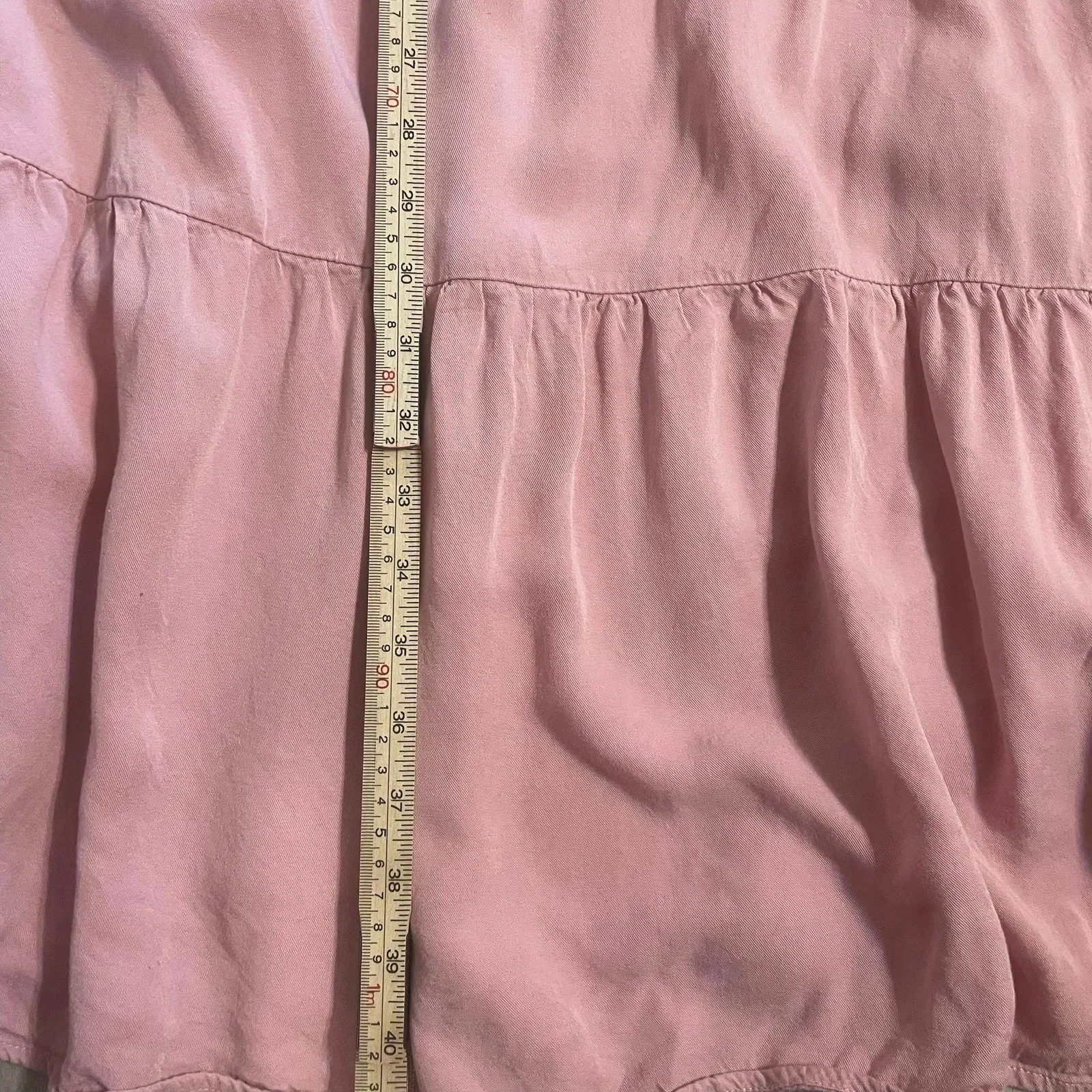 MEROKEETY FLUTTER SLEEVE V NECK SMOCKED TIERED MIDI DRESS SIZE L - Image 13