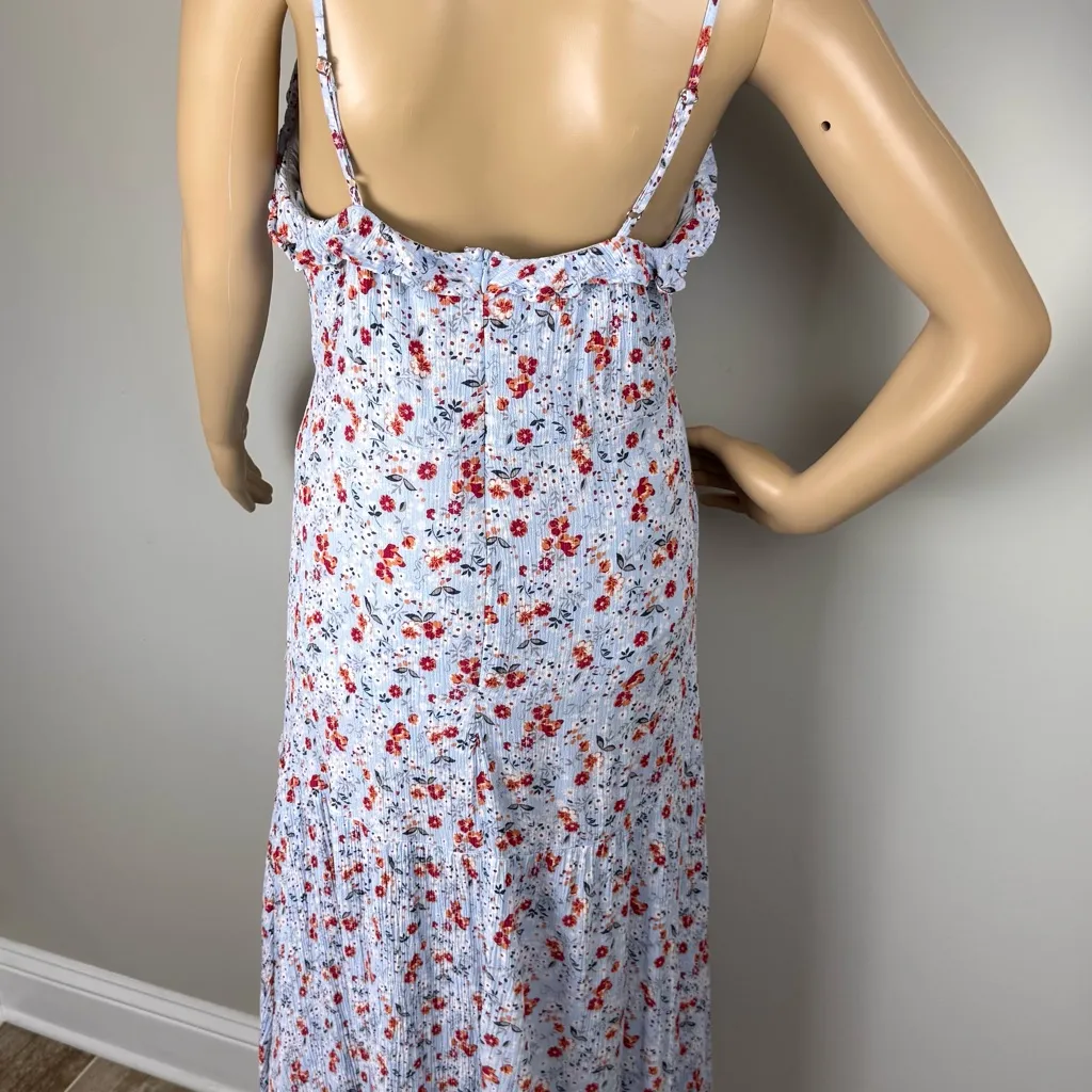 Hersy‎ Women’s Dress Sz L Babydoll Y2K Romantic Floral Fairy Midi Cottagecore Blue Size L - Image 11