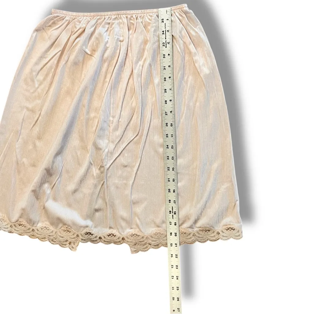 Vtg JC Penney Lt Rose Antron Nylon Lace Camisole & 1/2 Slip Lingerie Sz L - Image 8