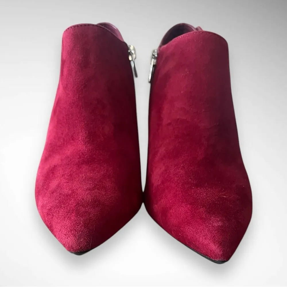 CALVIN KLEIN Women's Gara Red Leather Ankle Boots With Heel‎ Size 7 | EUC - Image 6