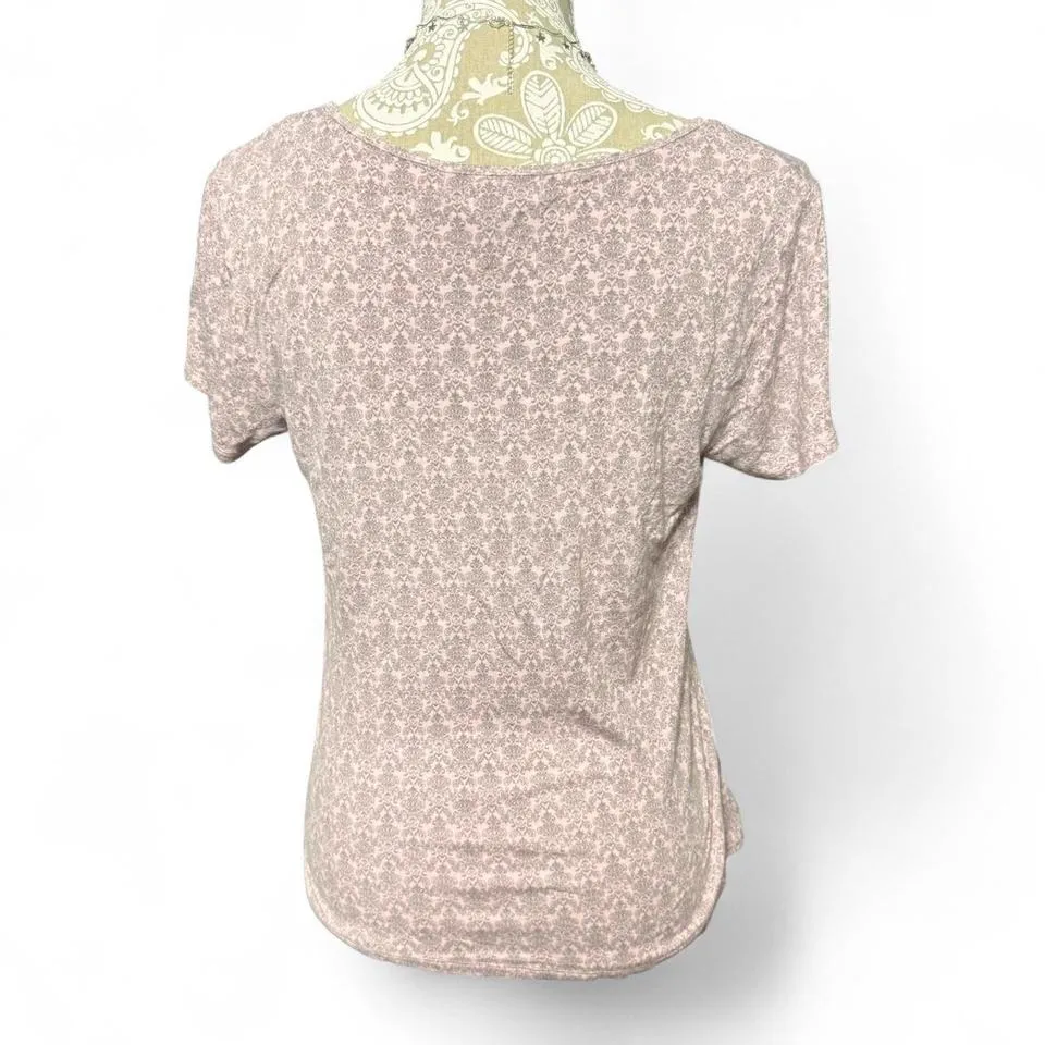 René Rofé Sleepwear Top Medium Pink Lace Trim Bow Y2K Fairycore Loungewear Tee - Image 4