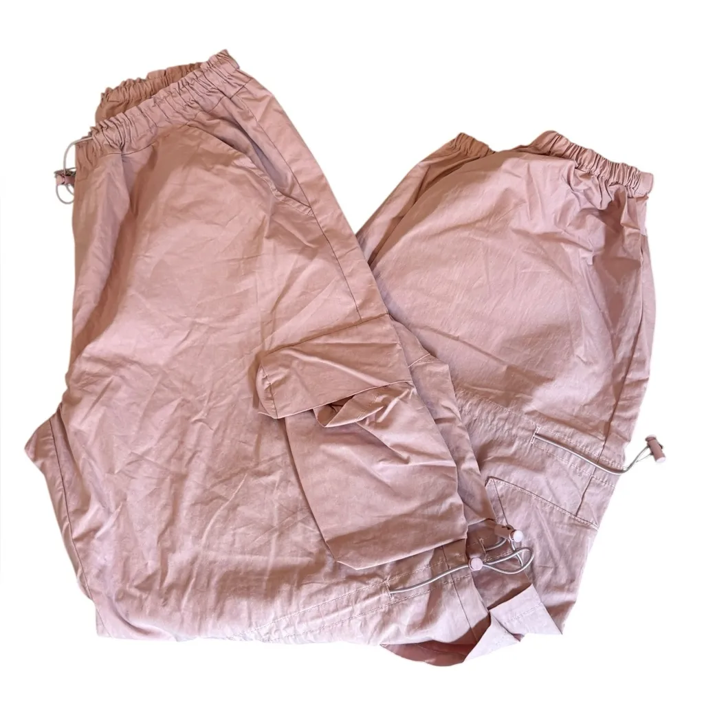 Halara  Pull On Cargo Parachute Pants Elastic Hem New With Tags Women’s XS Pink - Image 3