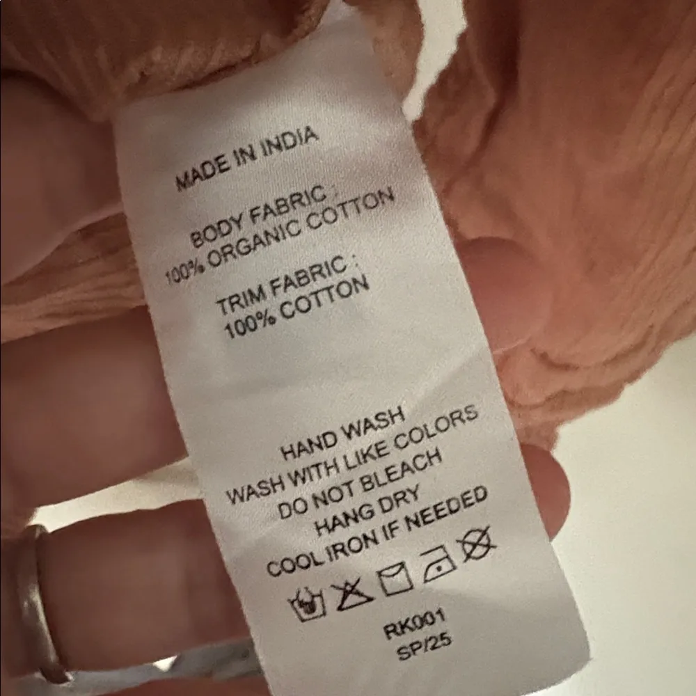 Quince Organic Textured Cotton Peasant Blouse Large - Image 7