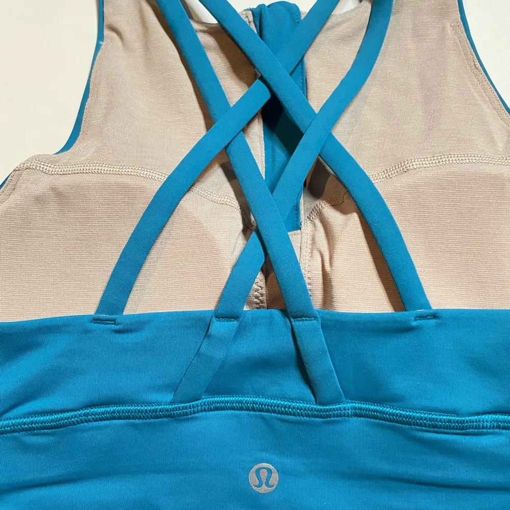 Lululemon Energy Bra High Neck Longline Zip Blue Medium Support Size 4 - Image 9