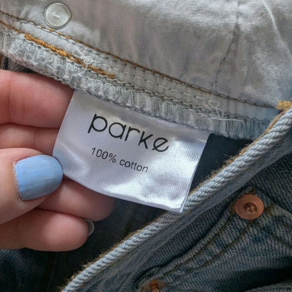 New Parke Denim Shorts Light Wash Baggy Cut Offs Size 28 TikTok Famous - Image 6