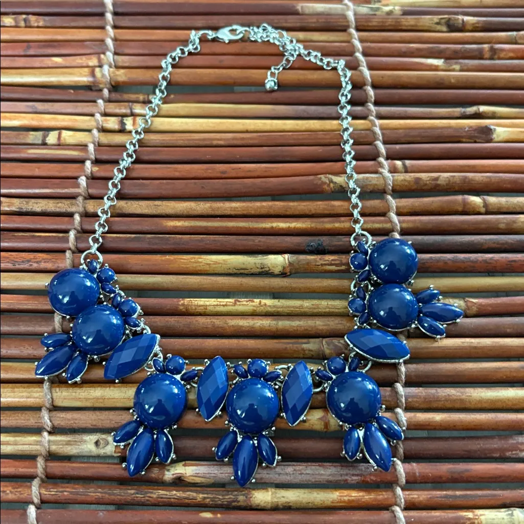 Chunky Blue Statement Necklace 17” - Image 3