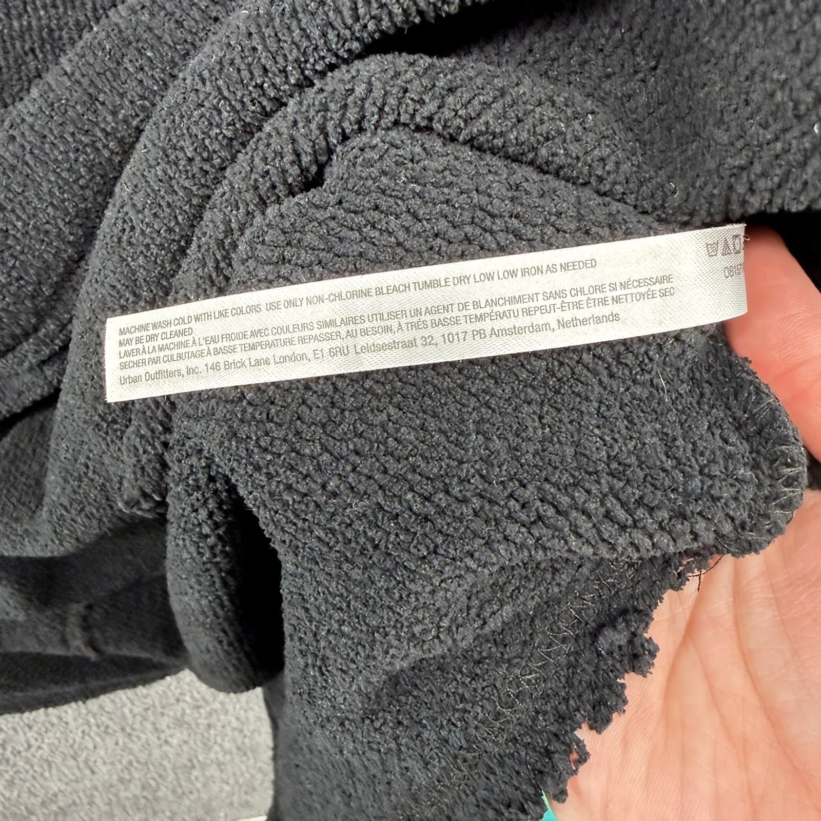 Free People Beach Black Oversized Tunic Sweatshirt Hoodie Raw Hem Small - Image 6