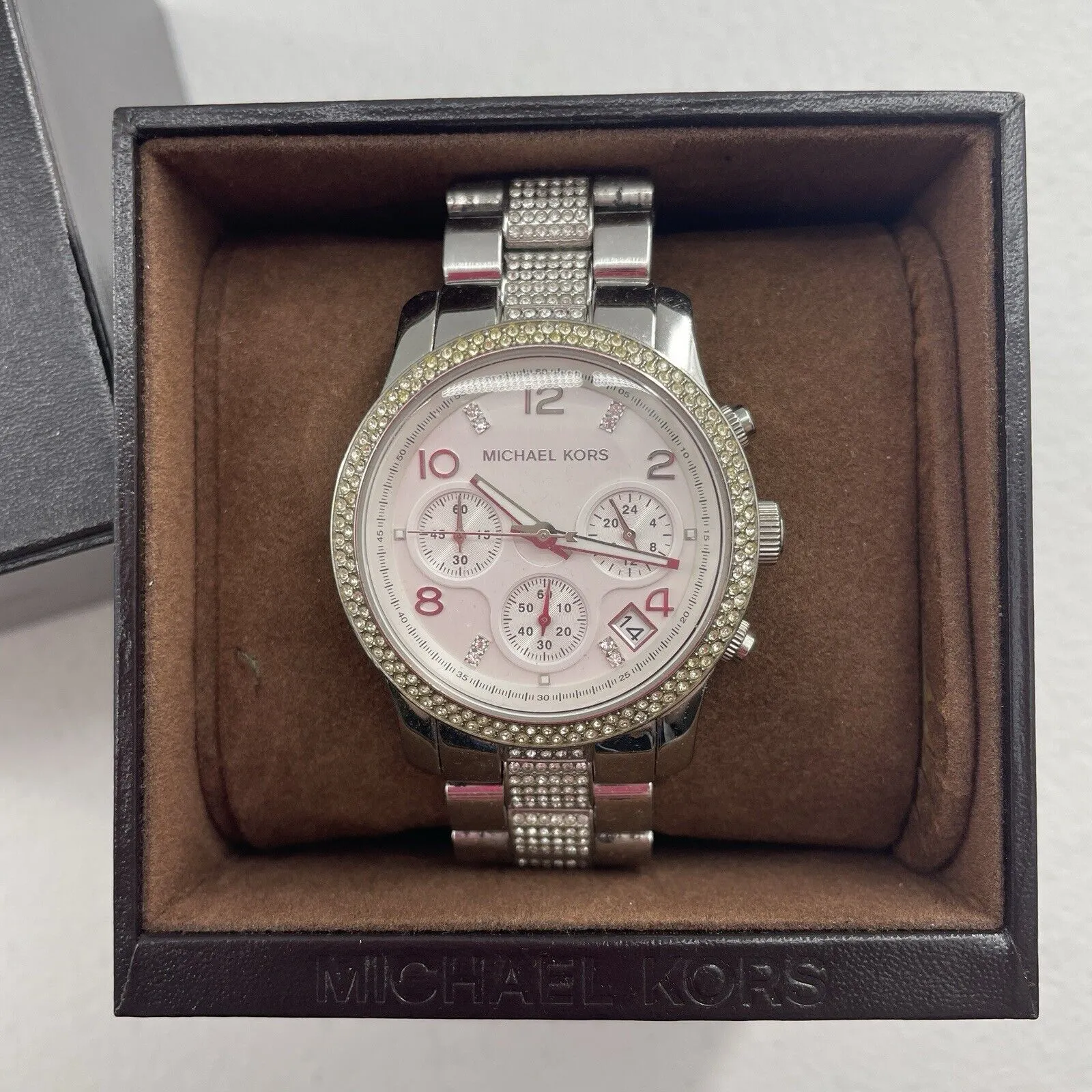 Michael Kors Watch Women's Runway Chronograph SSWhite Crystal Silver Tone Dial - Image 16