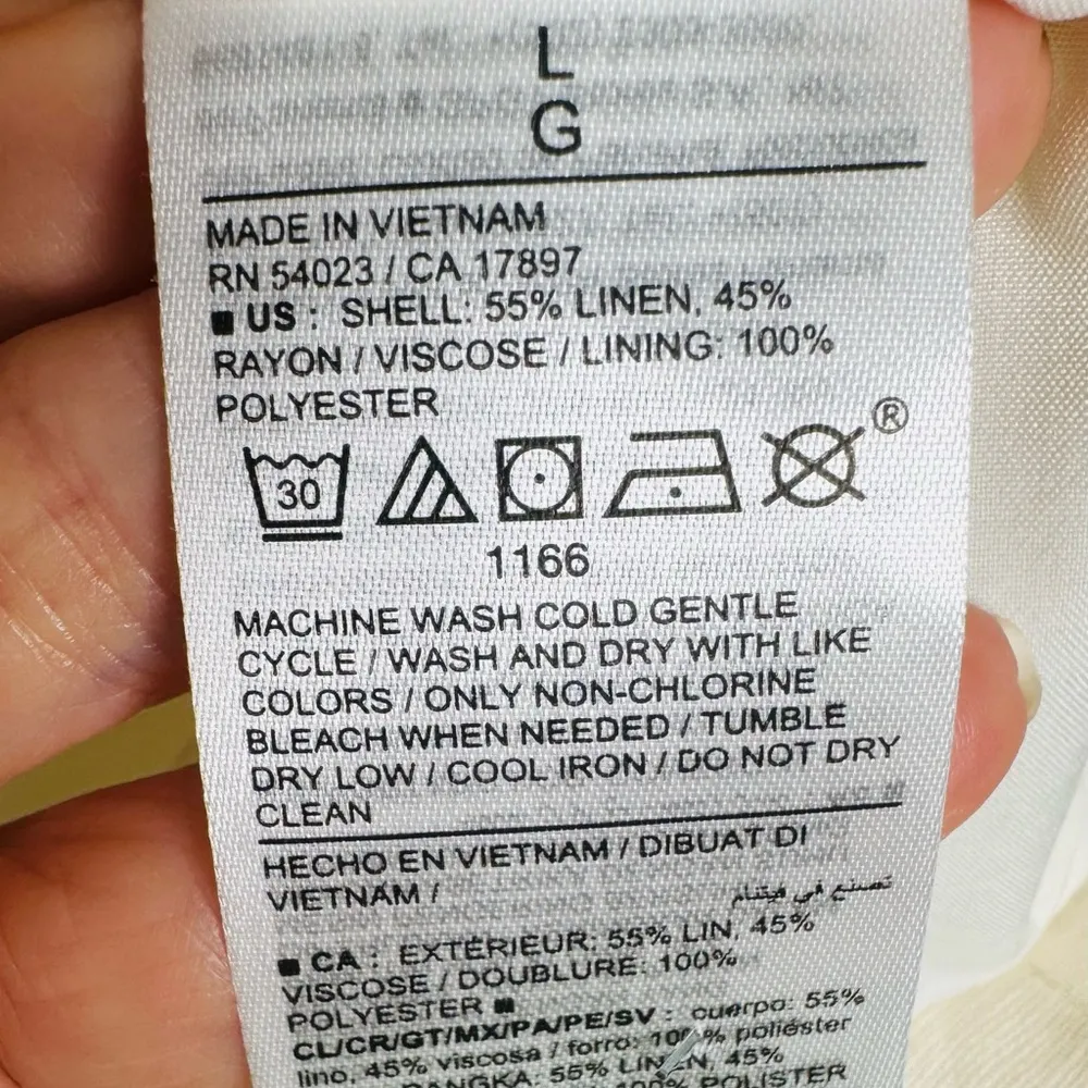 Old Navy Double Breasted Linen Blend Suit Blazer Shoulder Padding Relaxed Large - Image 12