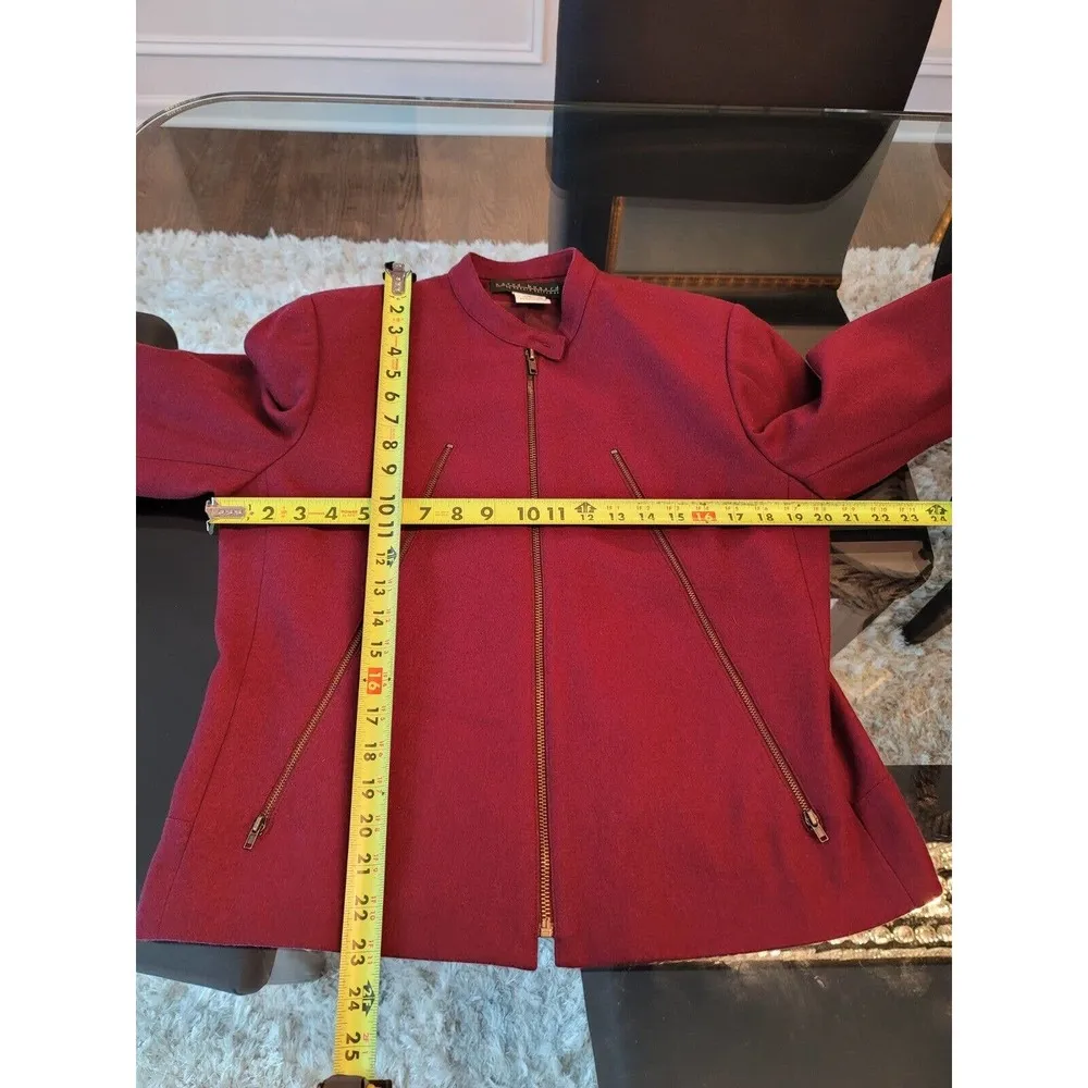 Harve Benard Women's Maroon Wool Long Sleeve Full Zip Front Casual Jacket 10 - Image 11