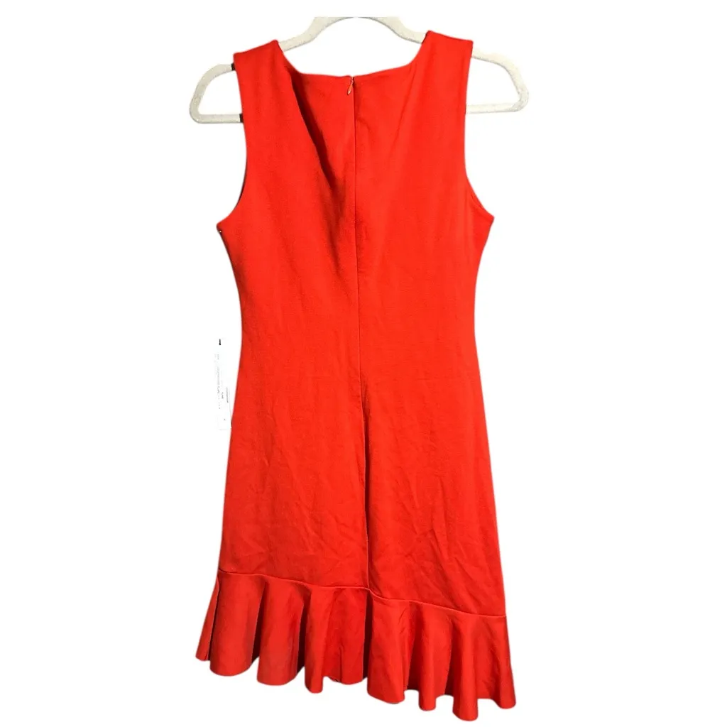 Susana Monaco Crew neck bottom ruffle dress in flame red NWT Size 4 - Image 2