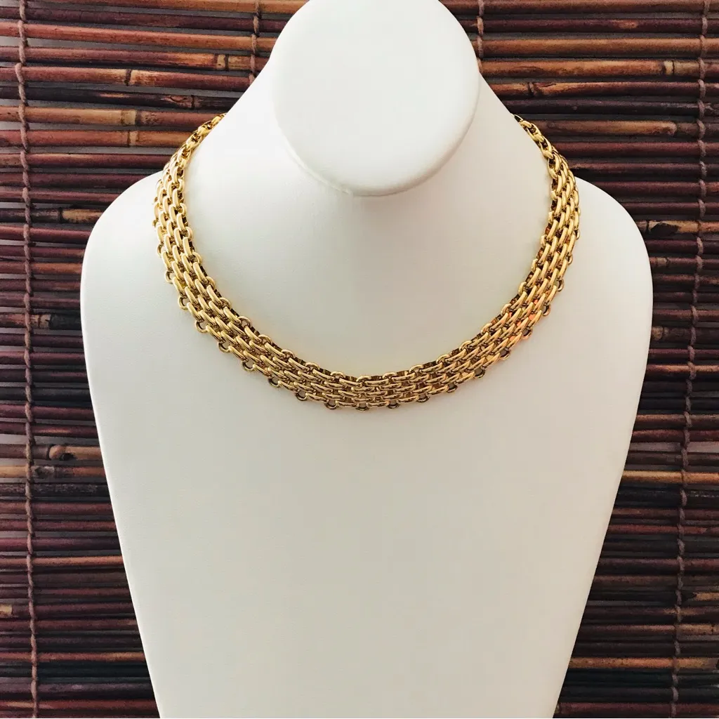 J. Crew Flat Chain Gold Tone Statement Necklace 19” - Image 2