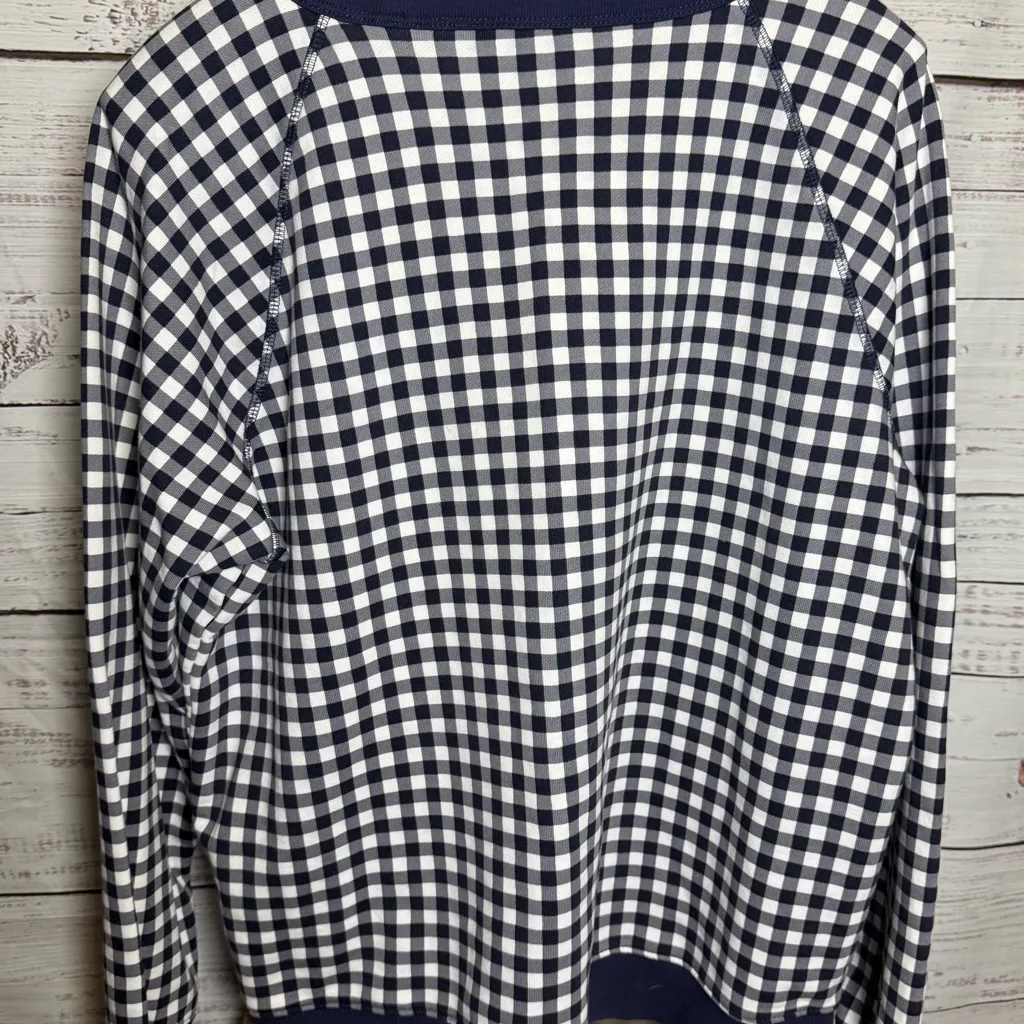 Draper James Navy and White Checkered Sweater - Image 2
